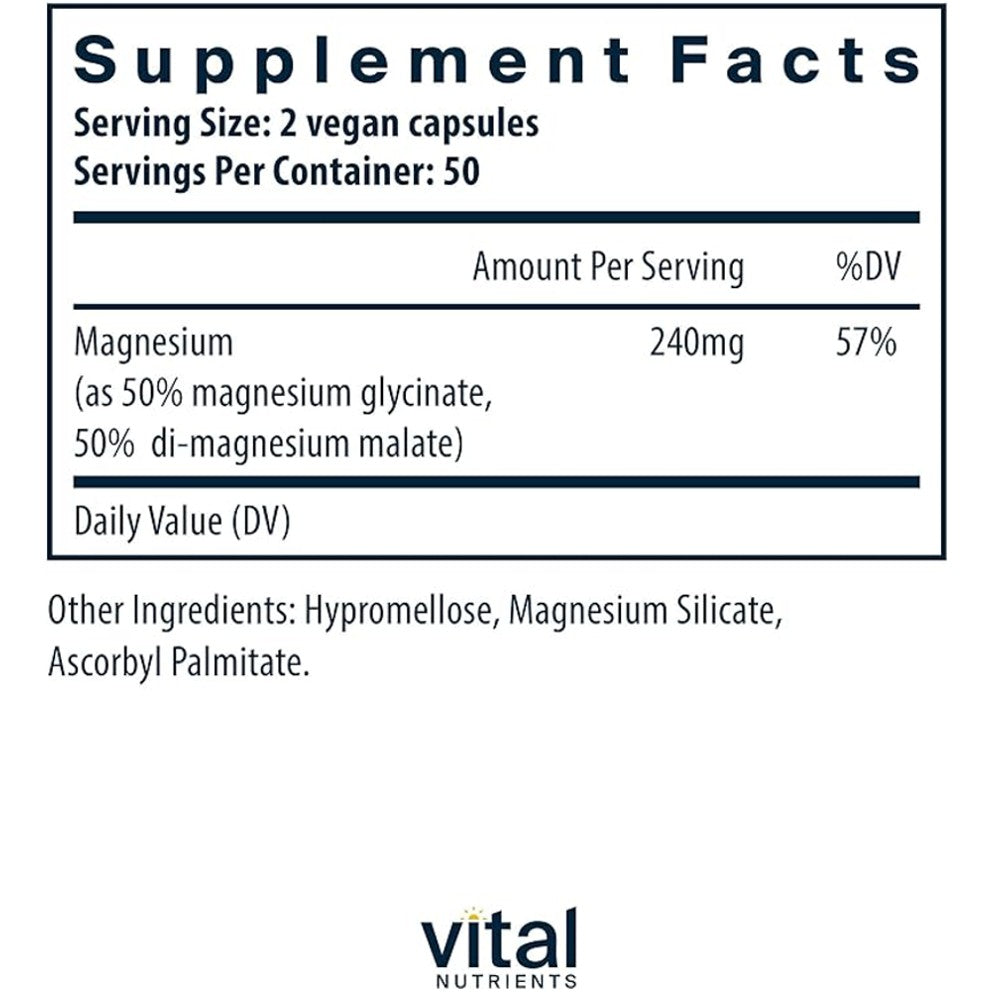 Vital Nutrients Magnesium Glycinate + Malate – Stress & Sleep Support