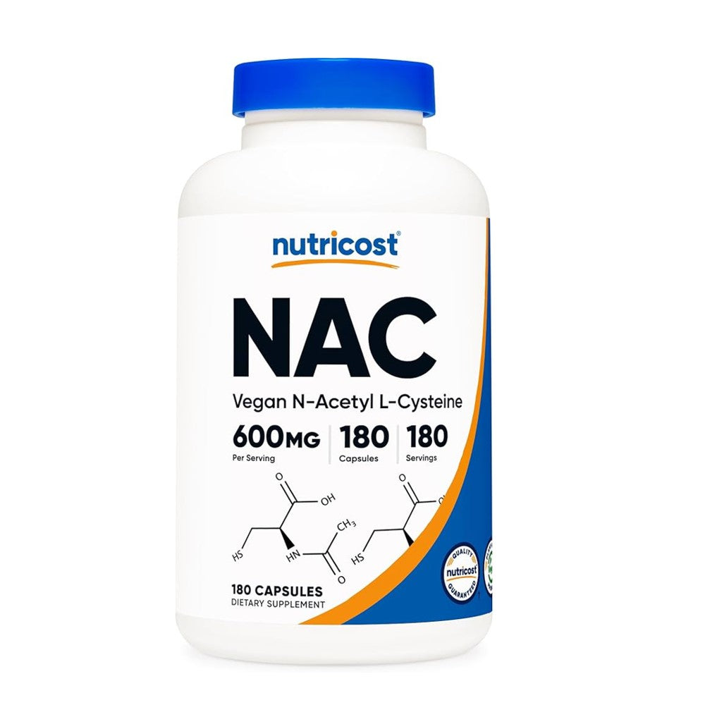Nutricost NAC (N-Acetyl L-Cysteine) 600mg – Vegan Antioxidant & Lung Support | 180 Capsules