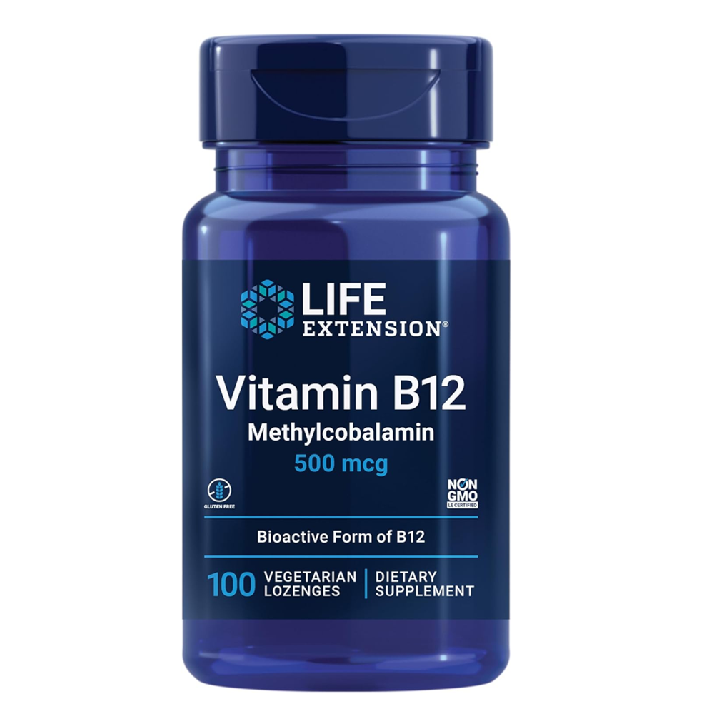 Life Extension Vitamin B12 Methylcobalamin 500mcg – 100 Vegetarian Lozenges, Non-Gmo