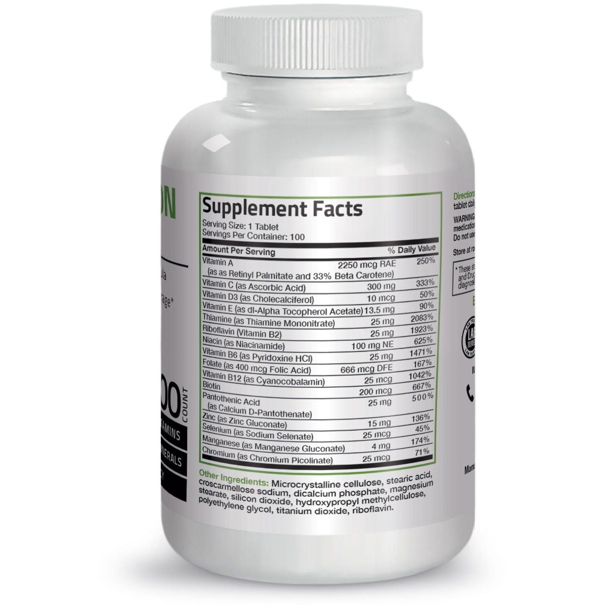 Bronson Vitamins the Bronson Formula® Once Daily Multivitamin - 100 Tablets