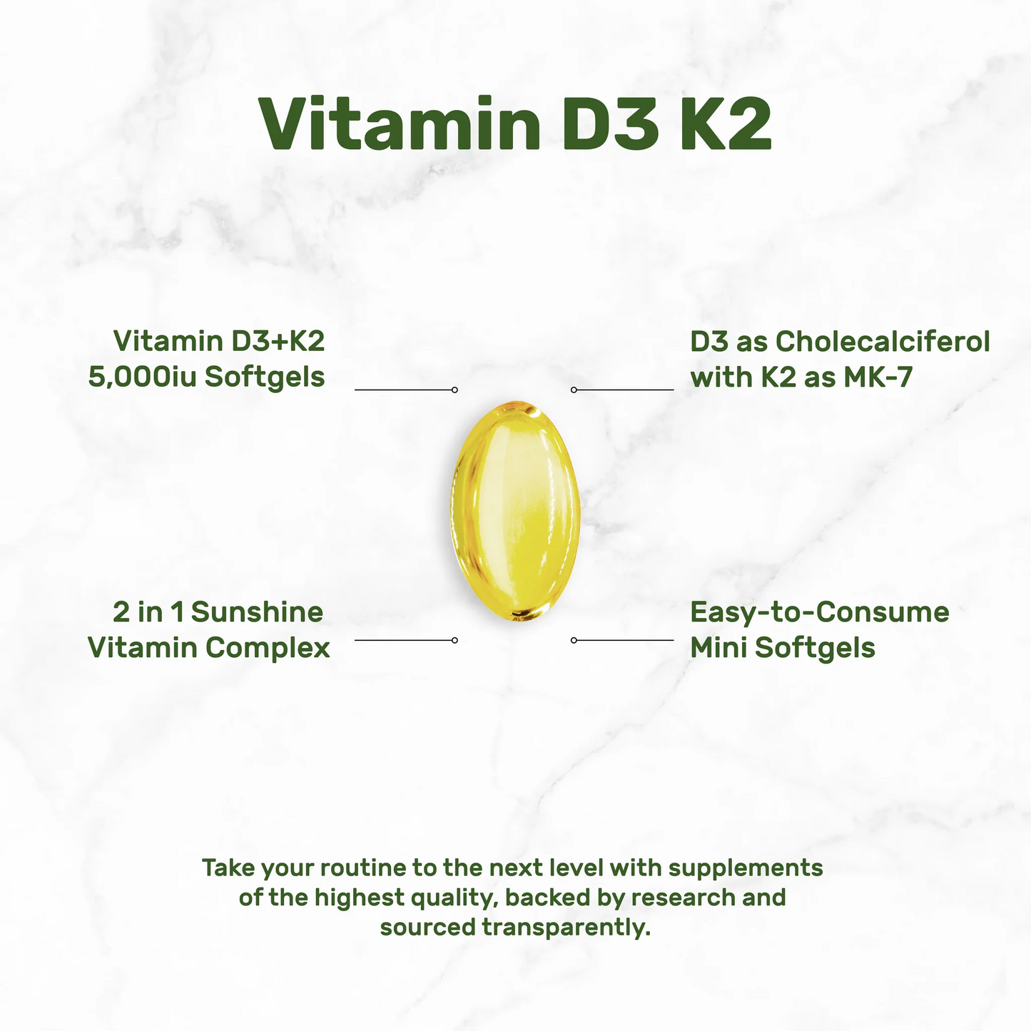 Deal Supplement Vitamin D3 K2 5000IU 250 Softgels