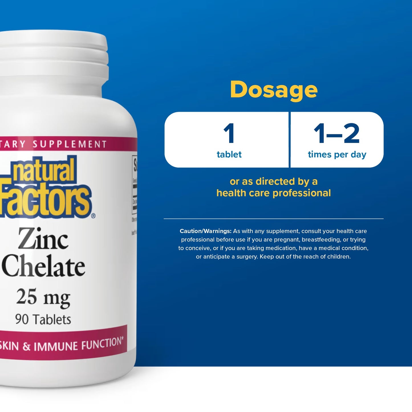 Natural Factors Zinc Chelate 25 mg 90 Tablets Dietary supplement