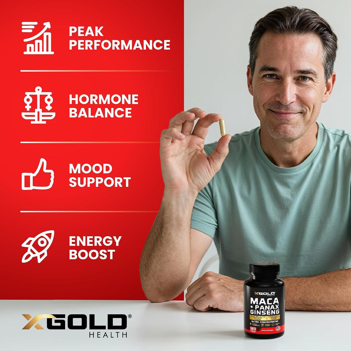 X Gold Health Maca Plus Panax Ginseng 120 Capsules