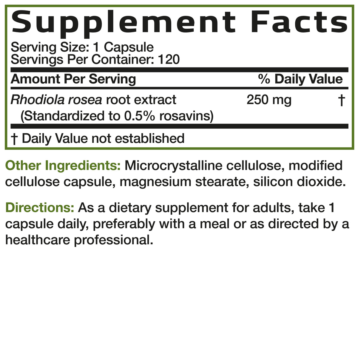 Bronson Rhodiola Rosea Adaptogen for Stress 60 Capsules