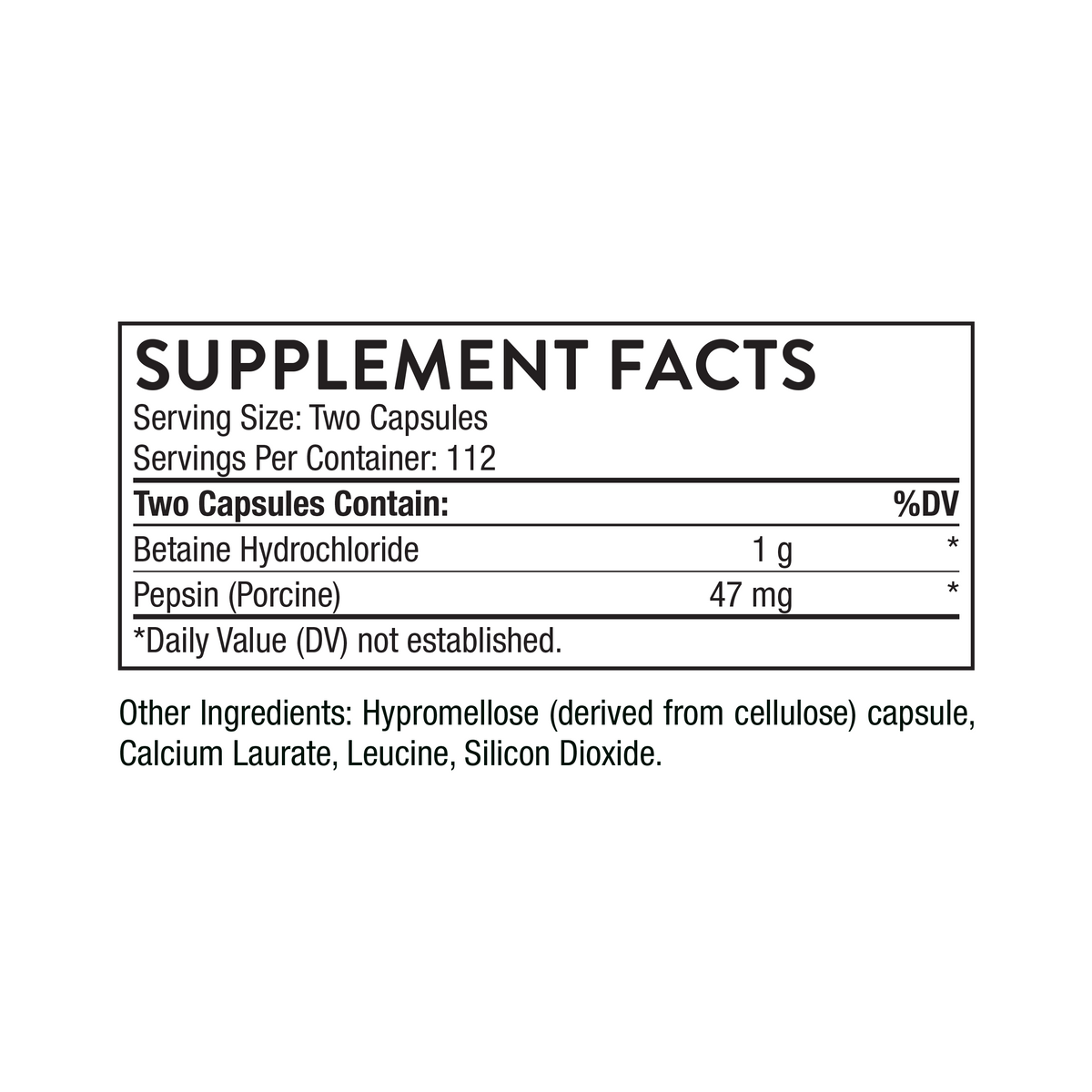 Thorne Betaine Hcl & Pepsin 225 Capsules