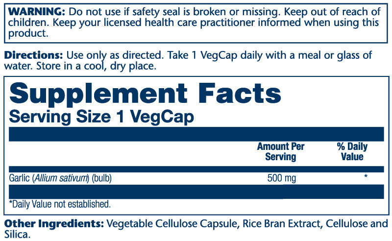 Solaray Garlic Bulb 500mg 100 Caps