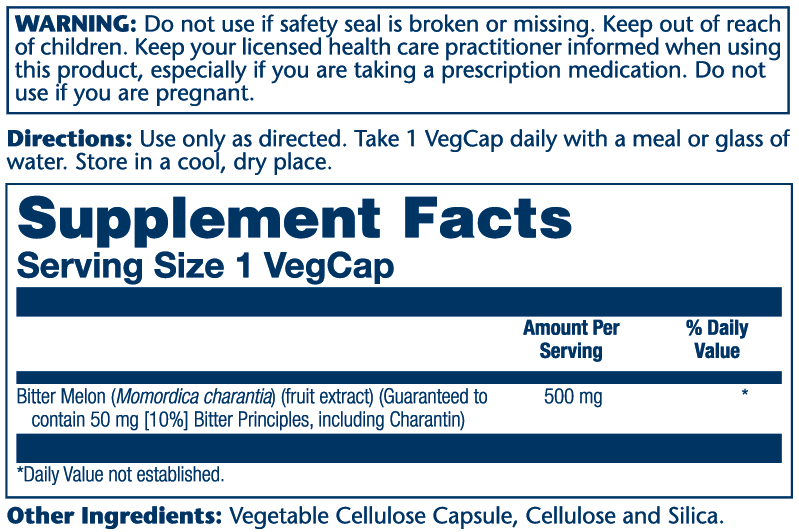 Solaray Bitter Melon Fruit Extract 10%, 500mg 30 Caps