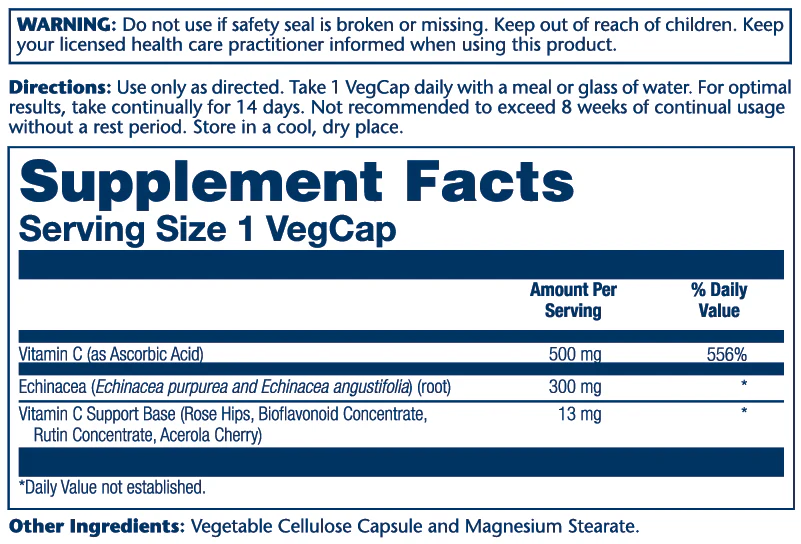 Solaray Vitamin C & Echinacea 60 Caps
