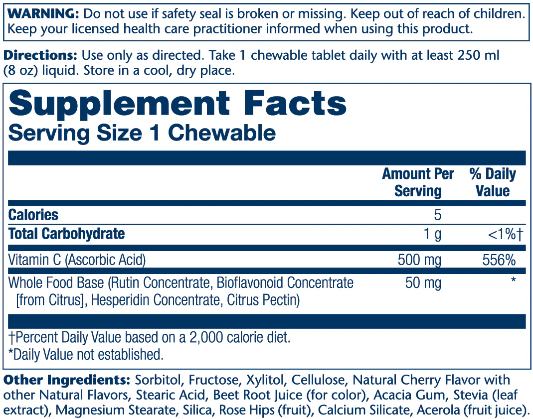 Solaray Vitamin C 500mg 100 Chewables