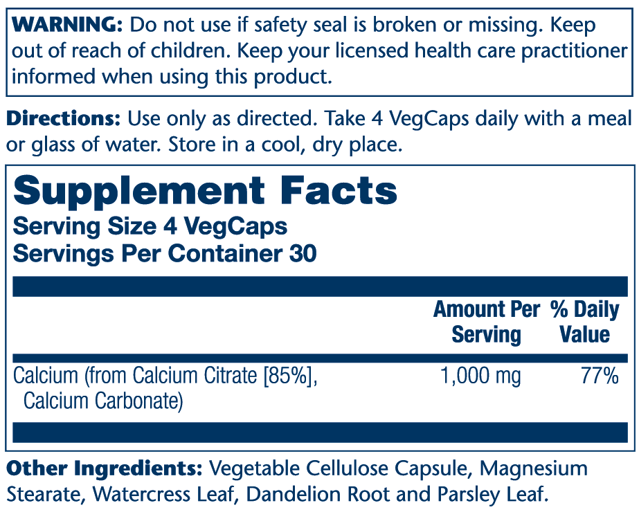 Solaray Calcium Citrate 1000mg 120 Caps