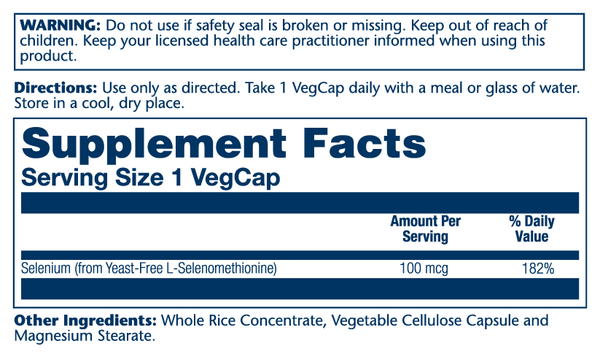 Solaray Selenium 100mcg, Yeast-Free 90 Caps
