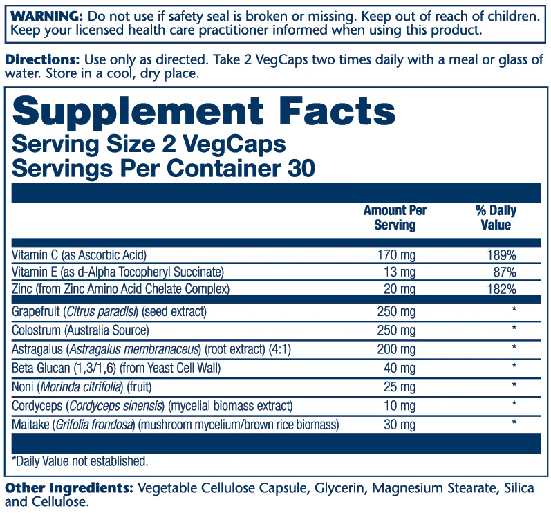 Solaray Grapefruit Seed Extract with Zinc, Betaglucan & Astragalus 60 Caps