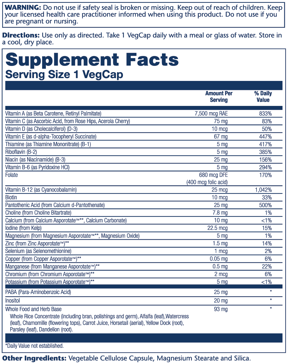 Solaray Once Daily High Energy Multivitamin, Iron-Free 120 Caps