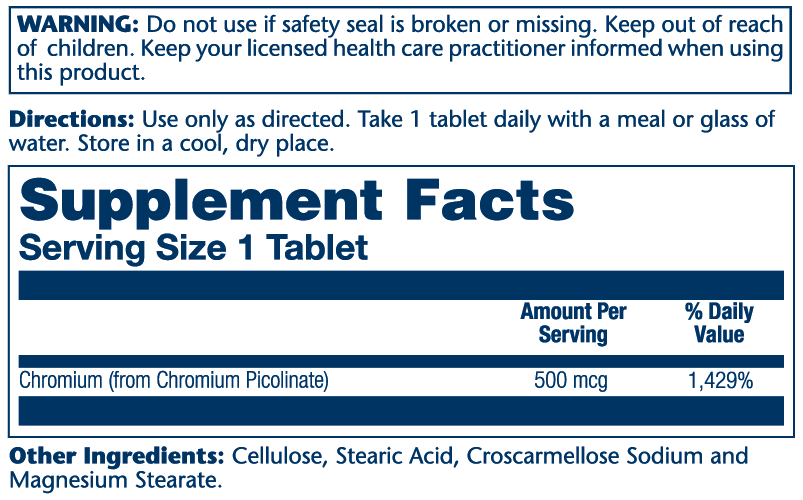 Solaray Chromium Picolinate 500mcg 60 Tabs