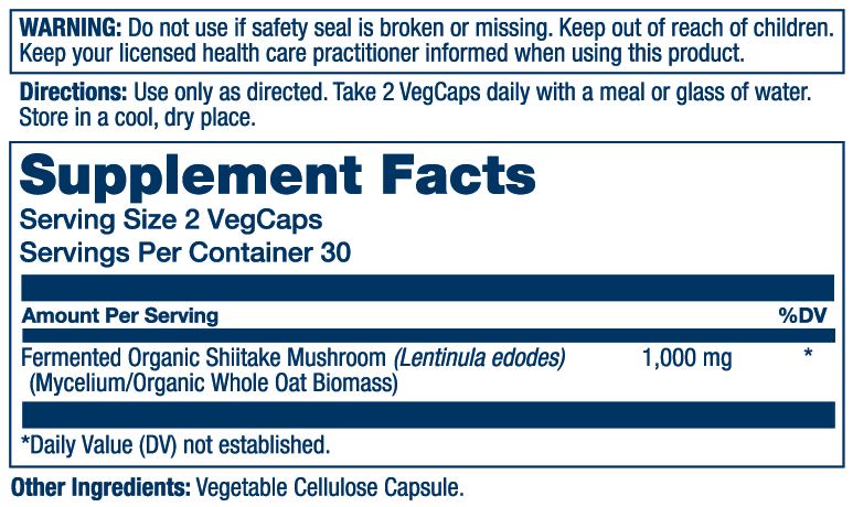 Solaray Fermented Shiitake Mushroom 1000mg 60 Caps