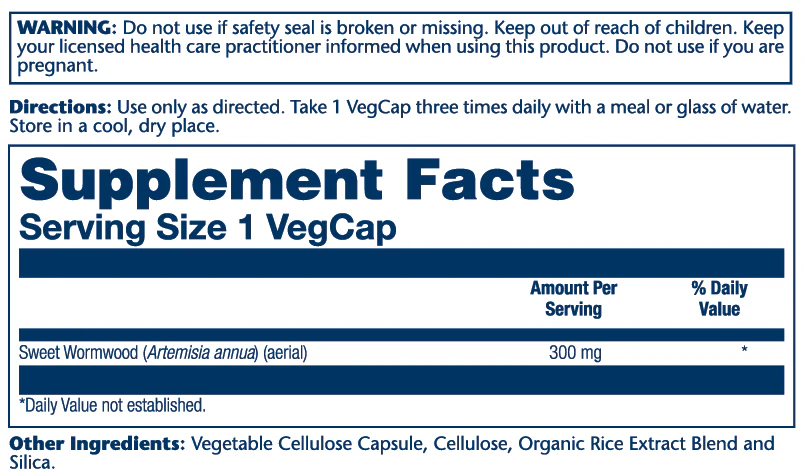 Solaray Sweet Wormwood Aerial 300mg 100 Caps