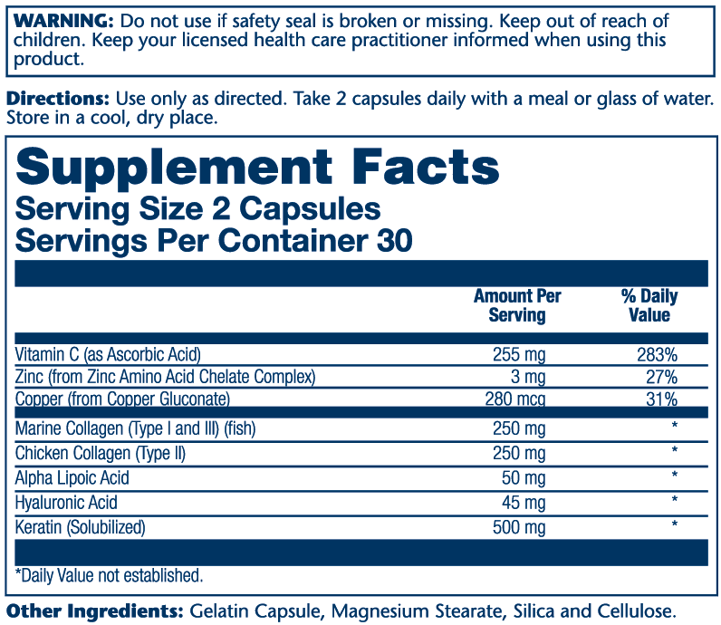 Solaray Collagen Keratin 60 Caps
