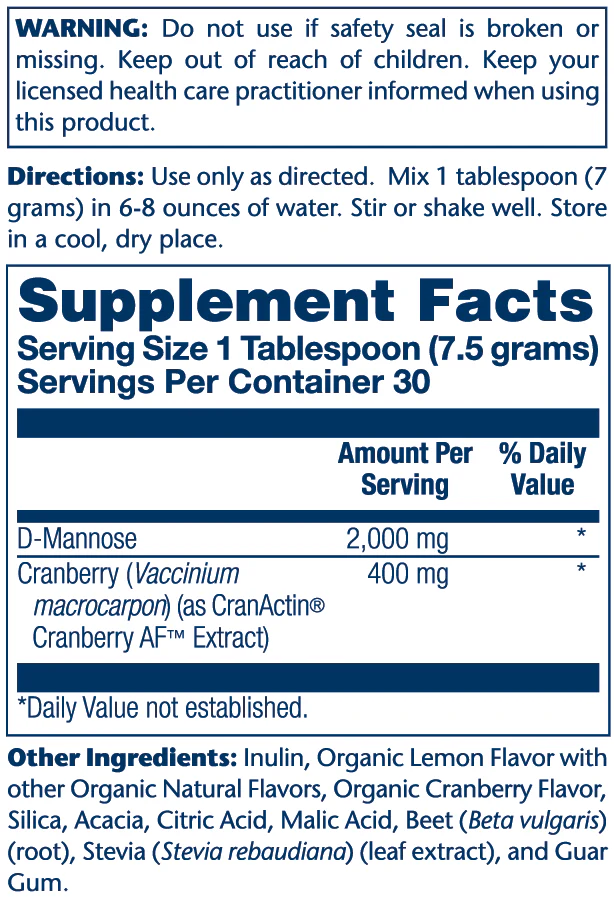 Solaray D-Mannose with Cran Actin 226g