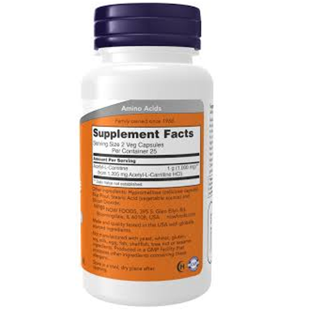 Acetyl-L-Carnitine 500mg Brain & Nerve Support Fat Metabolism & Cellular Energy 50 Veg Capsules