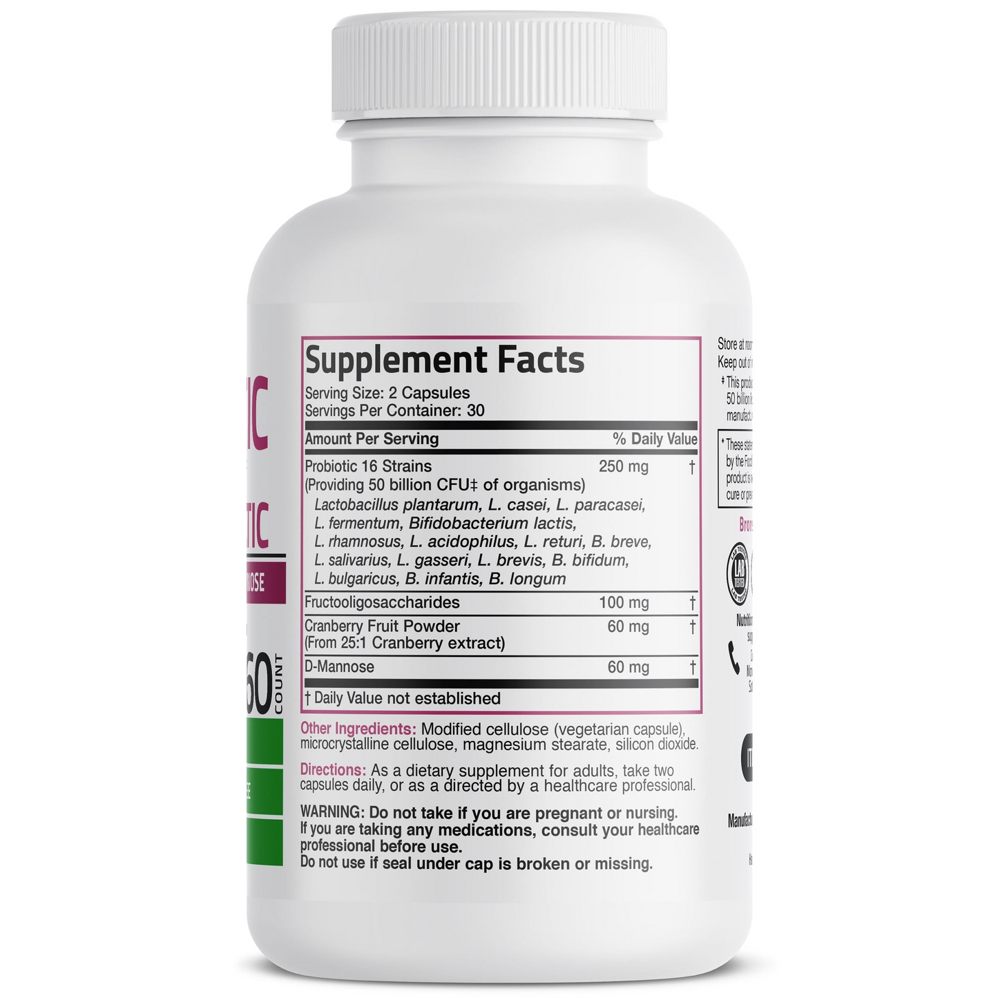 Bronson Vitamins Probiotic Plus Prebiotic for Women - 50 Billion Cfu - 60 Vegetarian Capsules