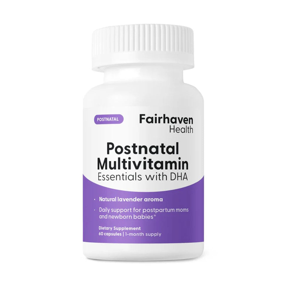 Fairhaven Health Postnatal Multivitamin Essentials with DHA – Daily Support for Postpartum Moms & Newborns Natural Lavender Aroma | Dietary Supplement | 40 Capsules – One-Month Supply