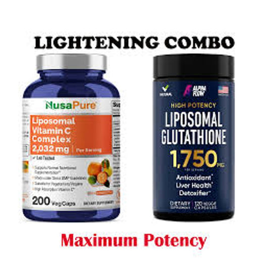 Alpha Flow Glutathione + Vitamin C Complex – High Potency Antioxidant & Detox Support | 1750mg Glutathione | 2032mg Liposomal C | 120+200 Veg Caps