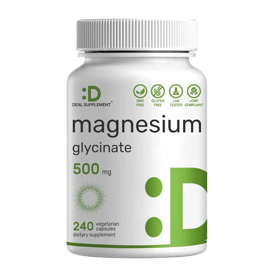Deal Supplement Magnesium Glycinate 500mg – Supports Relaxation & Muscle Function 240 Capsules | Dietary Supplement
