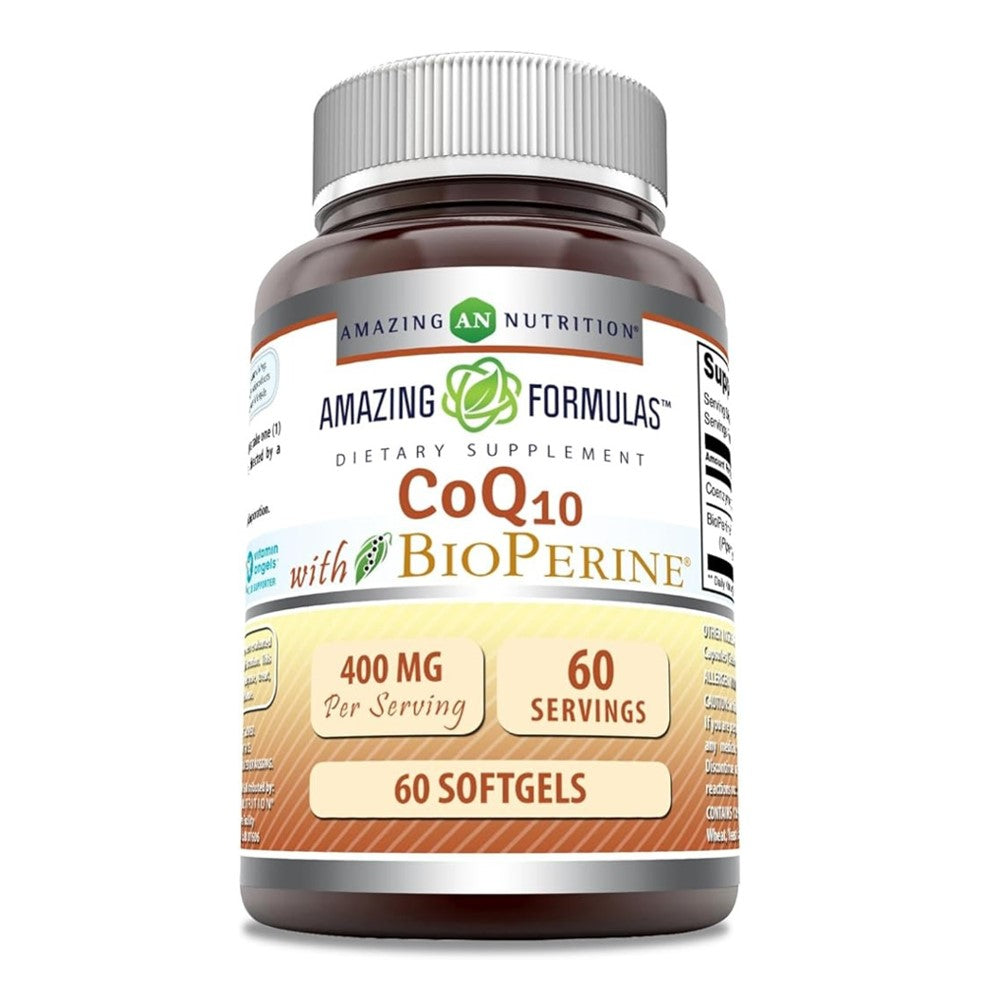 Amazing Formulas CoQ10 100mg with BioPerine® – Enhanced Absorption Formula Dietary Supplement | 60 Veggie Capsules | 60 Servings