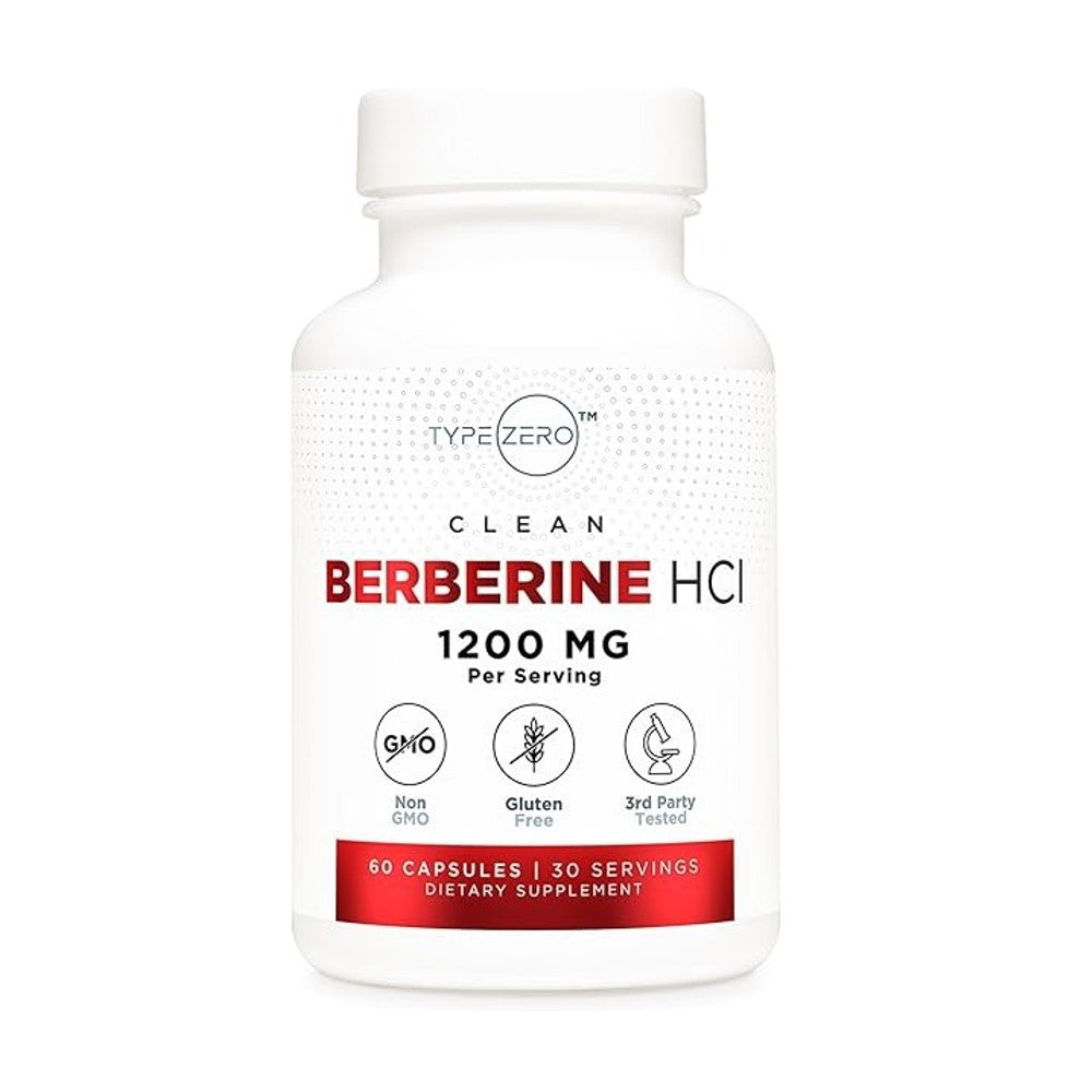 Type Zero Clean Berberine HCl – 1200mg Per Serving Non-GMO, Gluten-Free, 3rd Party Tested | 60 Capsules | 30 Servings | Dietary Supplement