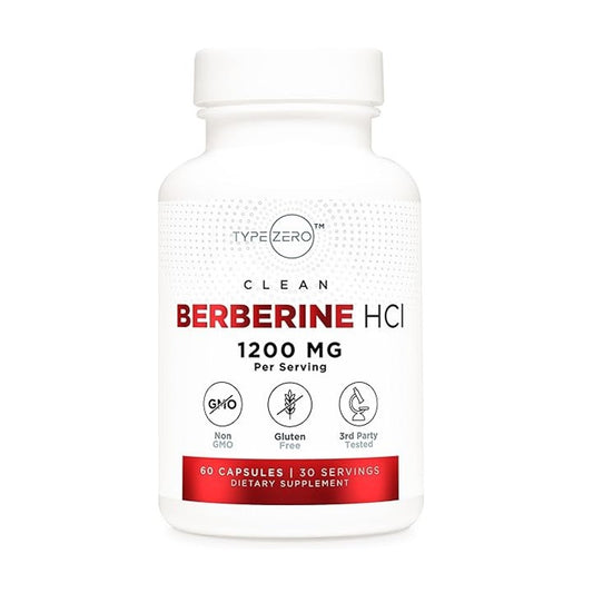 Type Zero Clean Berberine HCl – 1200mg Per Serving Non-GMO, Gluten-Free, 3rd Party Tested | 60 Capsules | 30 Servings | Dietary Supplement