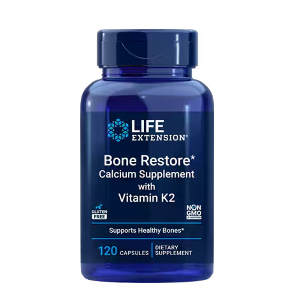 Life Extension Bone Restore – Calcium Supplement with Vitamin K2 Supports Healthy Bones | Non-GMO | 120 Capsules | Dietary Supplement