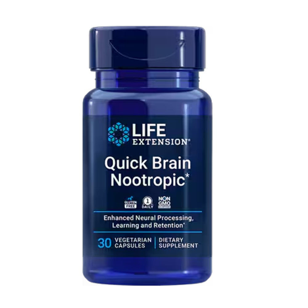 Life Extension Quick Brain Nootropic – Enhanced Neural Processing, Learning & Retention Dietary Supplement | 30 Vegetarian Capsules