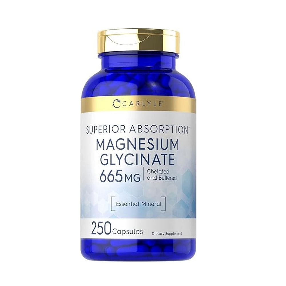 Carlyle Magnesium Glycinate 665mg – Superior Absorption, Chelated & Buffered Essential Mineral | 250 Capsules | Dietary Supplement