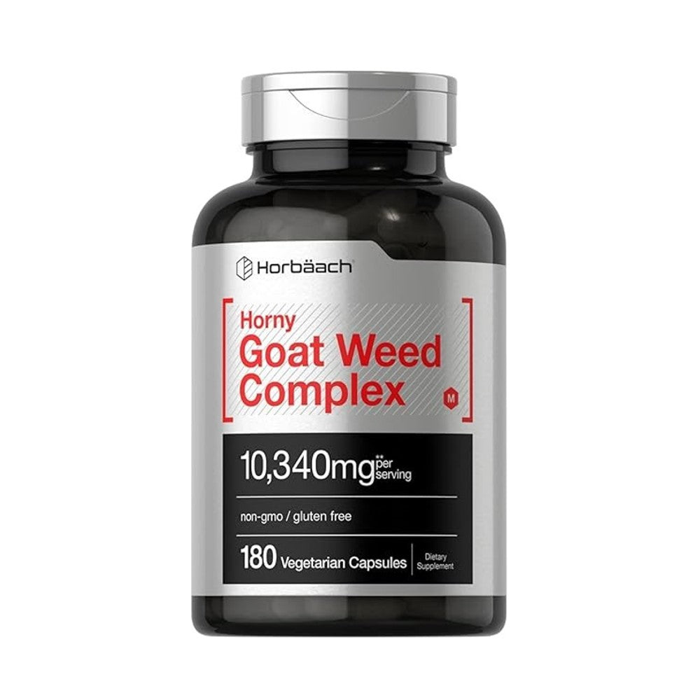 Horbäach Horny Goat Weed Complex 10,340mg – Non-GMO, Gluten-Free 180 Vegetarian Capsules | Dietary Supplement