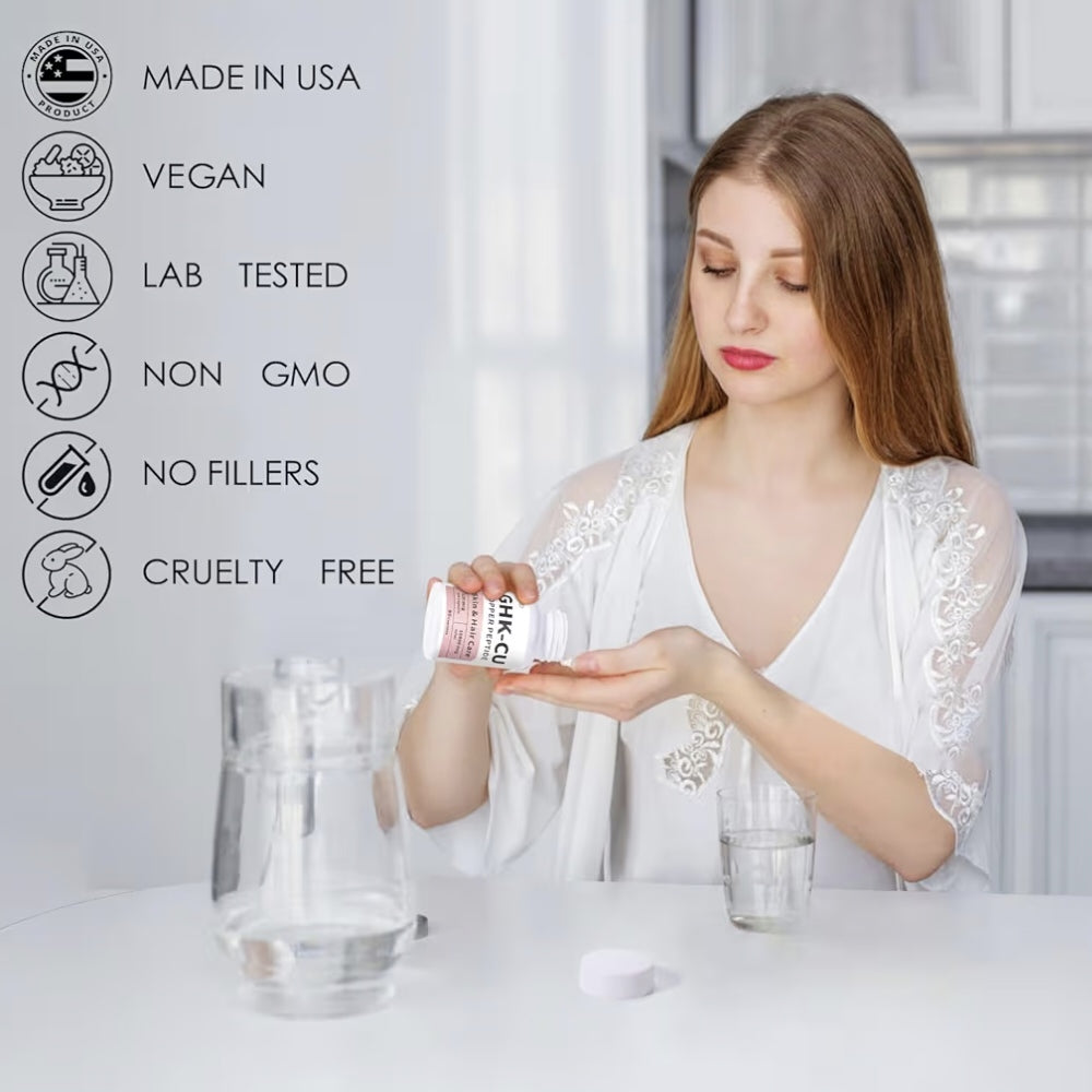 QUBIT GHK-Cu Copper Peptide Supplement for Skin & Hair, Easy 90 Capsules