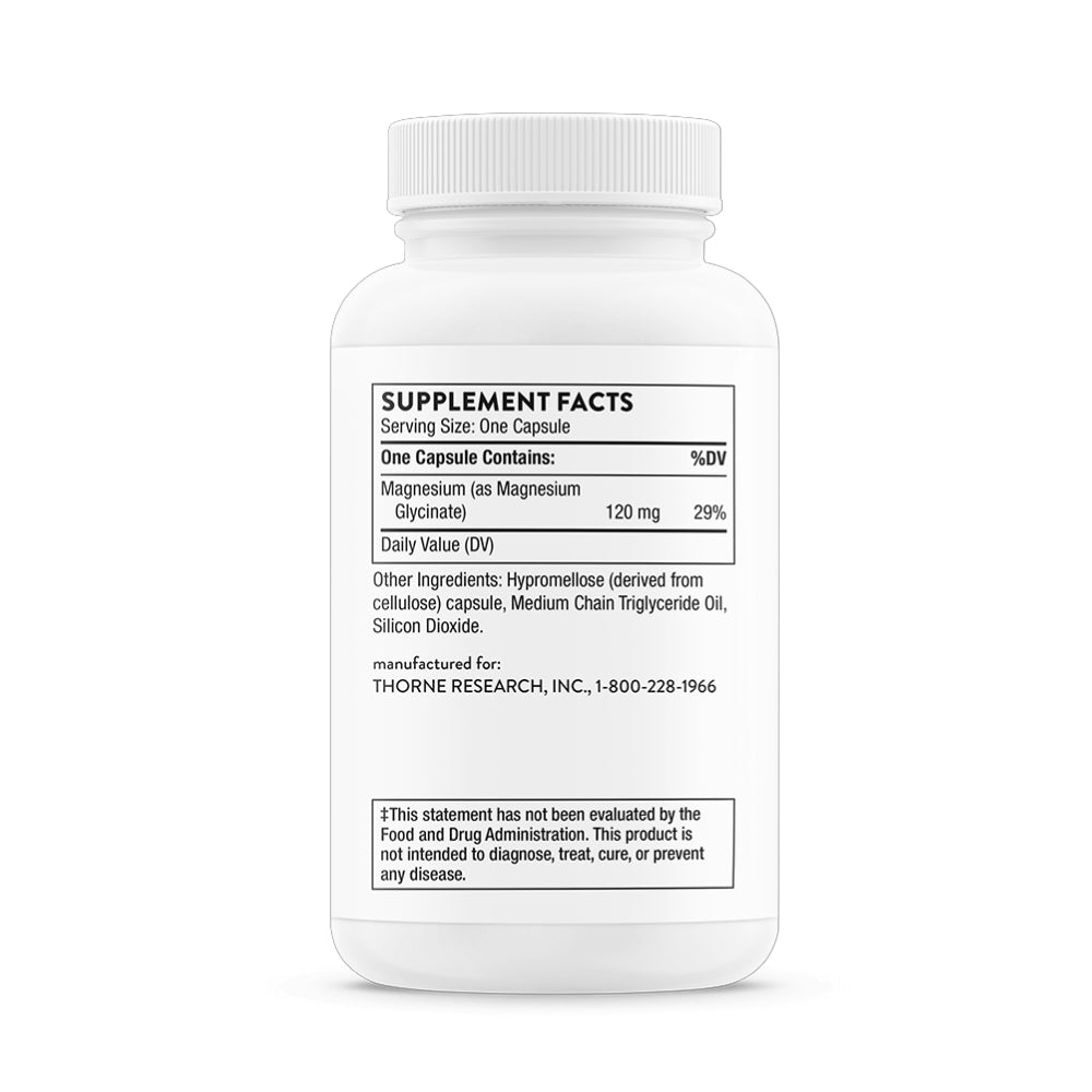 Thorne Magnesium glycinate (90) Count Optimally absorbed form of magnesium that promotes restful sleep and muscle relaxation