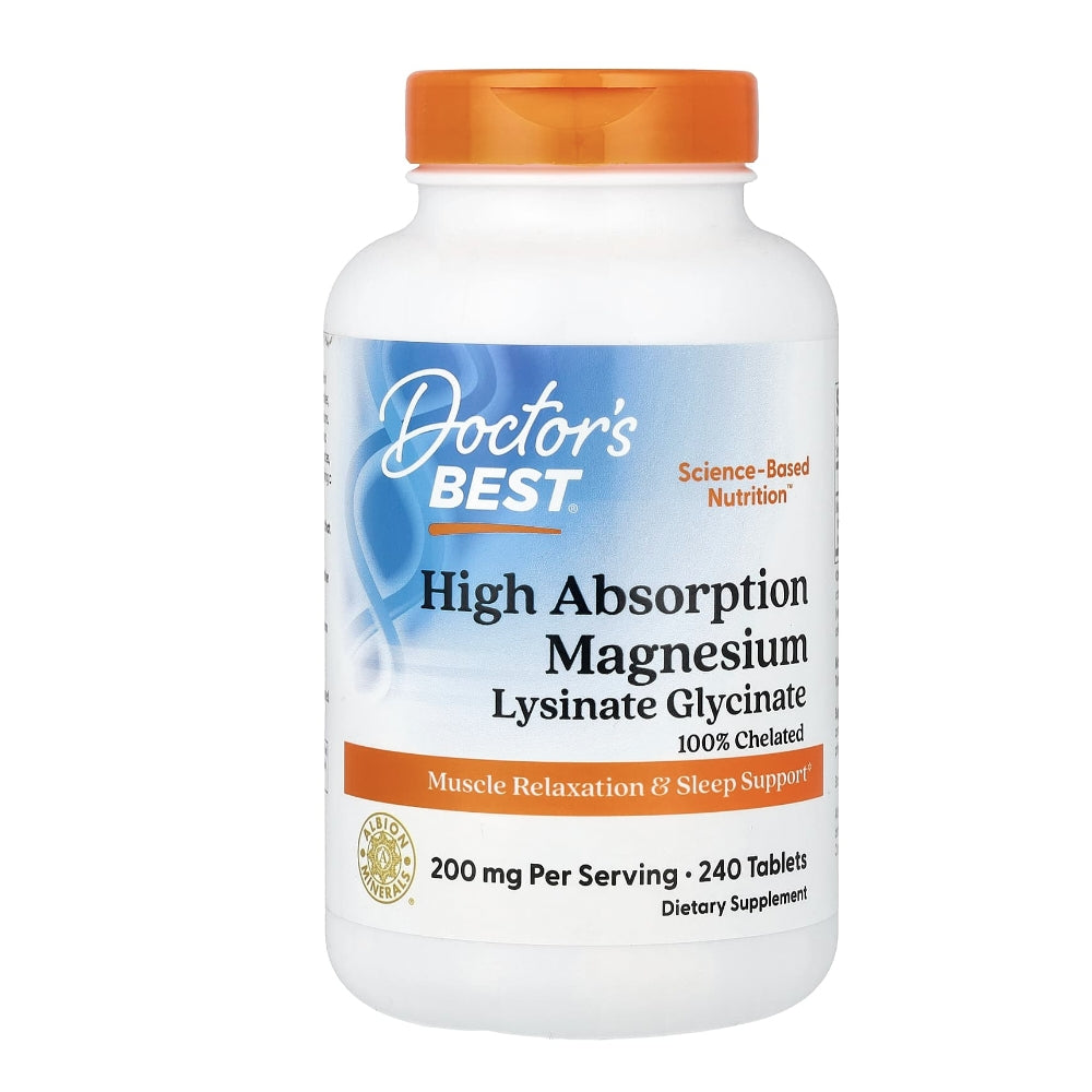 Doctor's Best High Absorption Magnesium Lysinate Glycinate – 120 Veggie Capsules