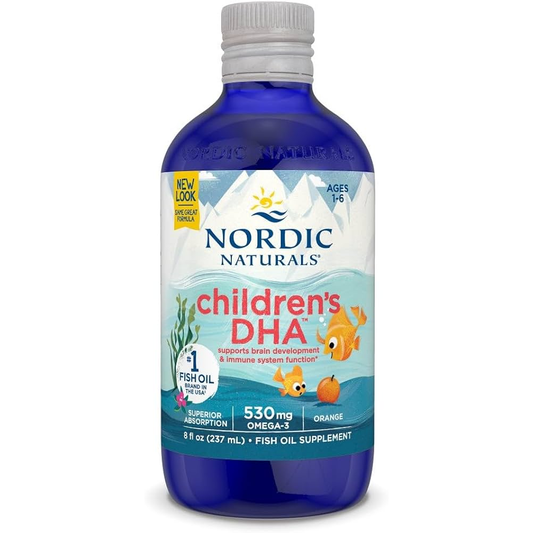 Nordic Naturals Children's DHA – Fish Oil for Brain, Eye & Nerve Development | 530mg Omega-3s per Serving | 8 fl oz (237mL) Fish Oil Supplement