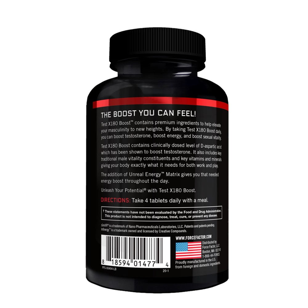 Force Factor Test X180 Boost - Testosterone & Energy Support - 120 Capsules - Dietary Supplement