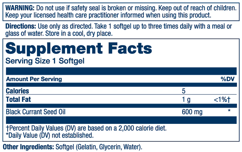 Solaray Black Currant Seed Hexane-Free 600mg 90 Softgels