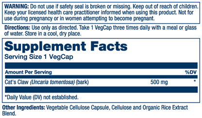 Solaray Cat's Claw Bark 500mg 100 Caps