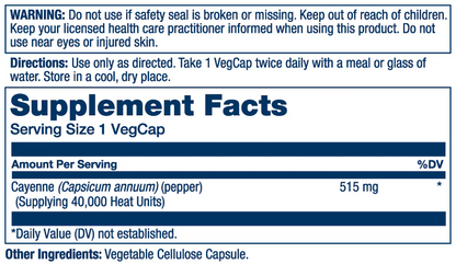 Solaray Cayenne Pepper 40,000 Hu - 515mg 100 Caps