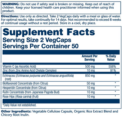 Solaray Echinacea Root with Vitamin C 850mg 100 Caps