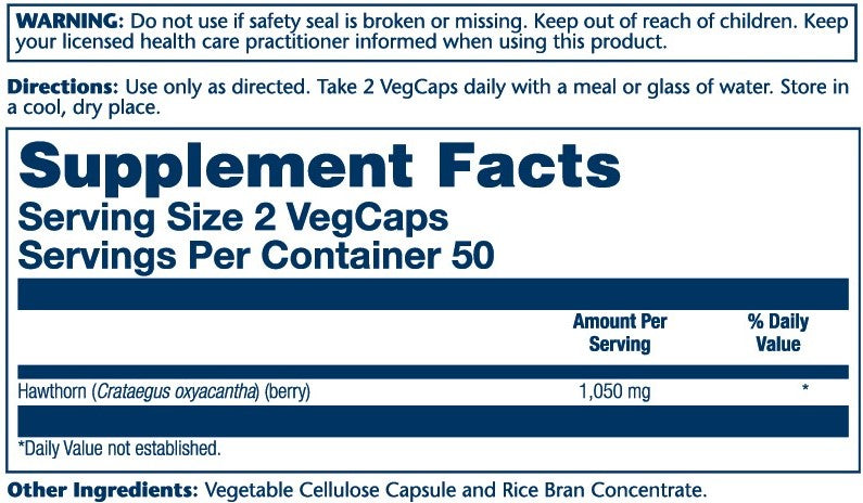 Solaray Hawthorn Berry 1050mg 100 Caps