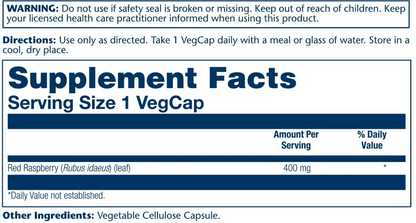 Solaray Red Raspberry Leaf 400mg 100 Caps
