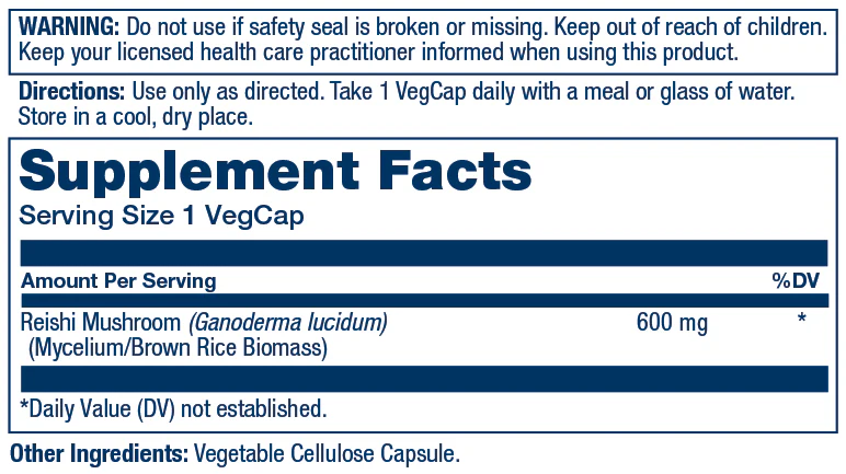Solaray Reishi Mushroom 600mg 100 Caps