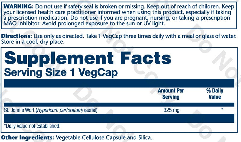 Solaray St. John's Wort Aerial 325mg 100 Caps
