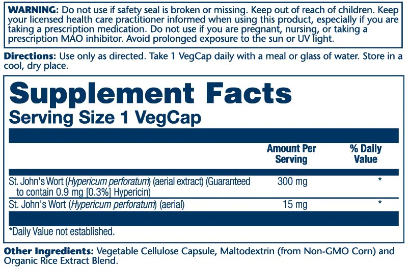 Solaray St. John's Wort Aerial Extract 300mg 60 Caps