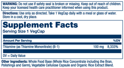 Solaray Vitamin B-1, 100mg 100 Caps