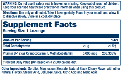 Solaray Vitamin B-12, (5000mcg) 30 Lozenges